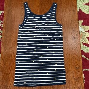 A New Day from Target Navy and White Striped Tank Top with Gold Accents Large